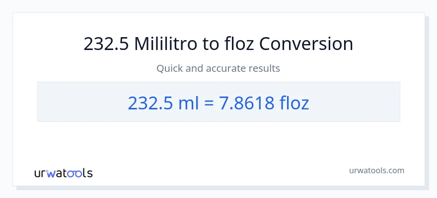 232.5 mga mililitro patungong mga onsa ng likido na conversion