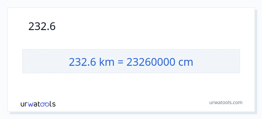 232.6 কিলোমিটার থেকে সেন্টিমিটার রূপান্তর