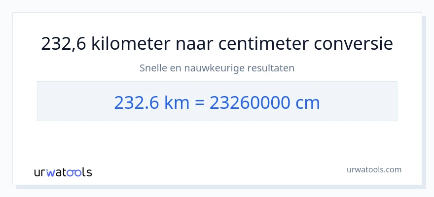 232.6 kilometers naar centimeters conversie