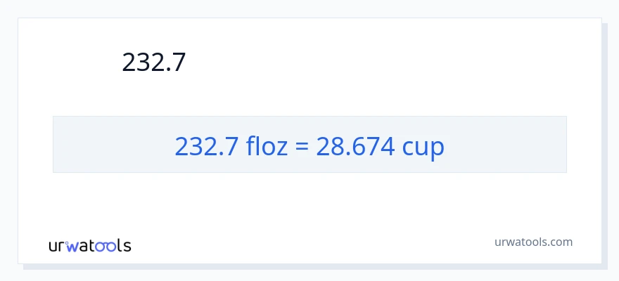 232.7 液量オンス から カップ への変換