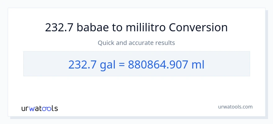 232.7 Mga galon patungong mga mililitro na conversion
