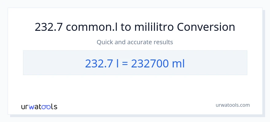 232.7 Liters patungong mga mililitro na conversion