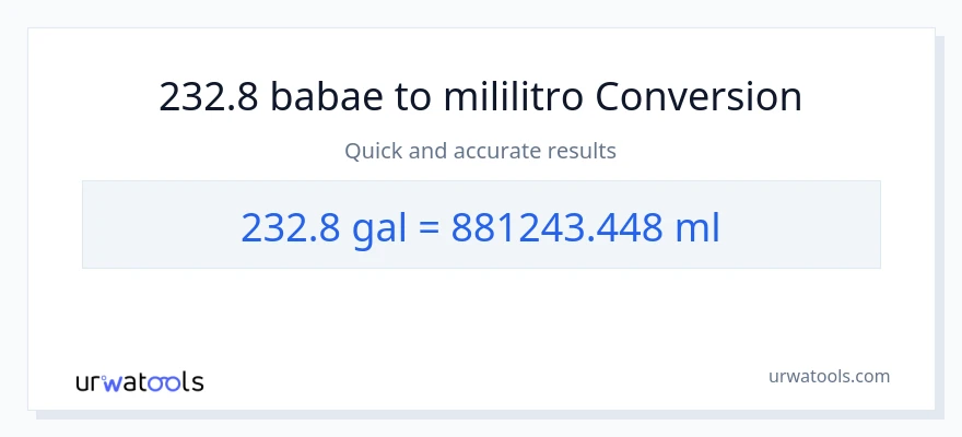 232.8 Mga galon patungong mga mililitro na conversion