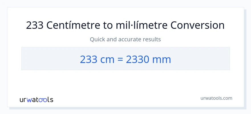 Conversió de 233 Centímetres a mil·límetres