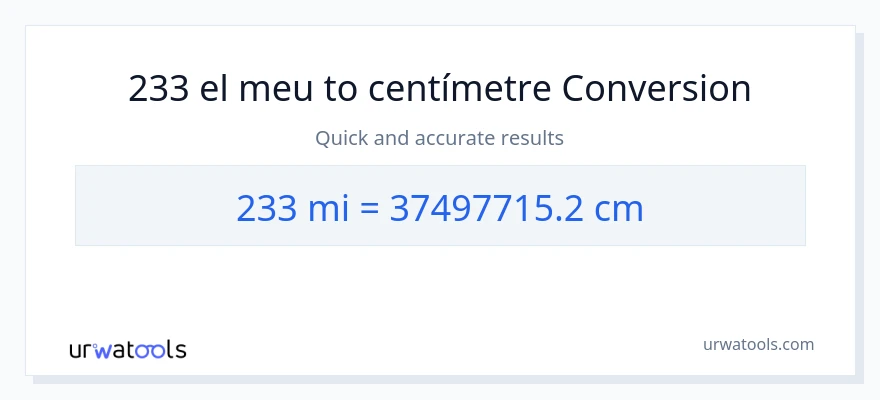 Conversió de 233 milles a Centímetres