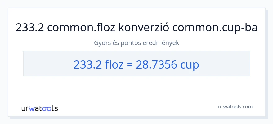 233.2 folyékony unciák - csészék konverzió