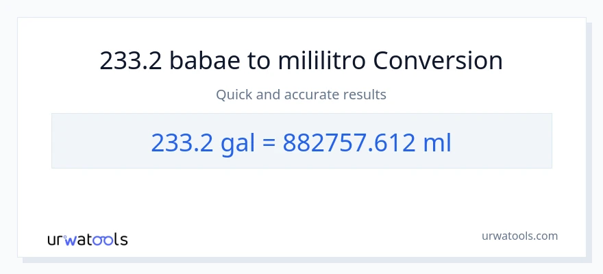 233.2 Mga galon patungong mga mililitro na conversion