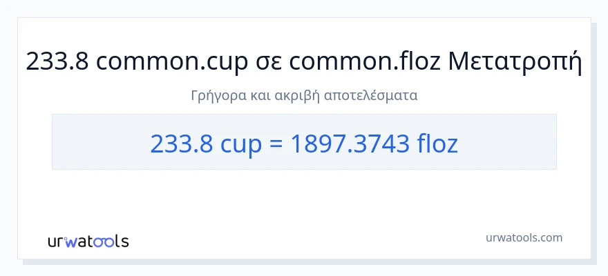 Μετατροπή 233.8 κύπελλα σε υγρές ουγγιές