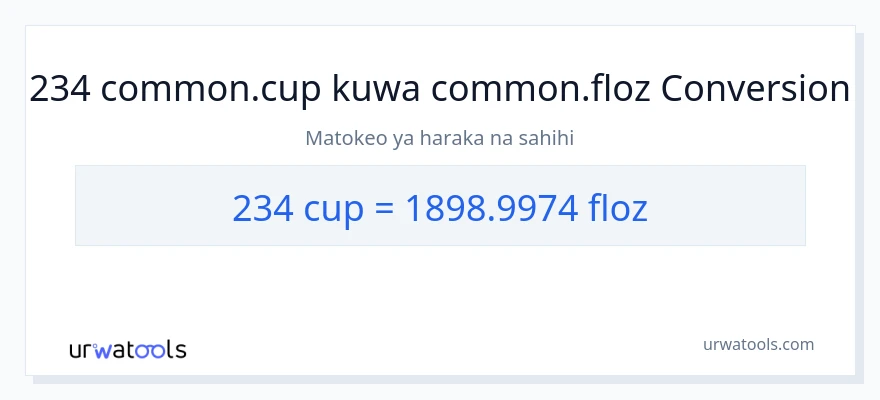 Ubadilishaji wa 234 vikombe hadi aunsi za kioevu