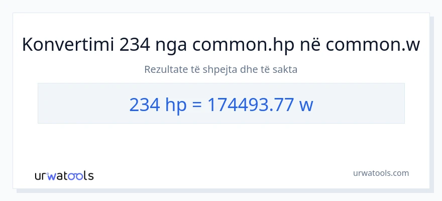 Konvertimi 234 kuajfuqi në vat