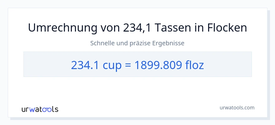 234.1 Tassen zu Flüssigunzen Umwandlung