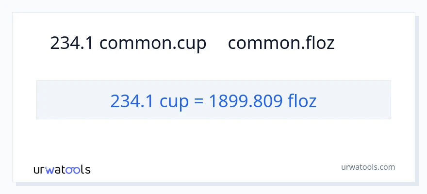 234.1 カップ から 液量オンス への変換