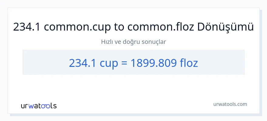 234.1 bardaklar'den sıvı ons'e dönüşüm