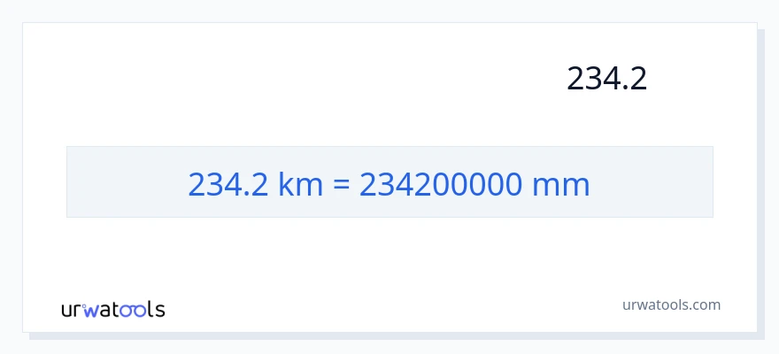 تبدیل 234.2 کیلومتر به میلی‌متر