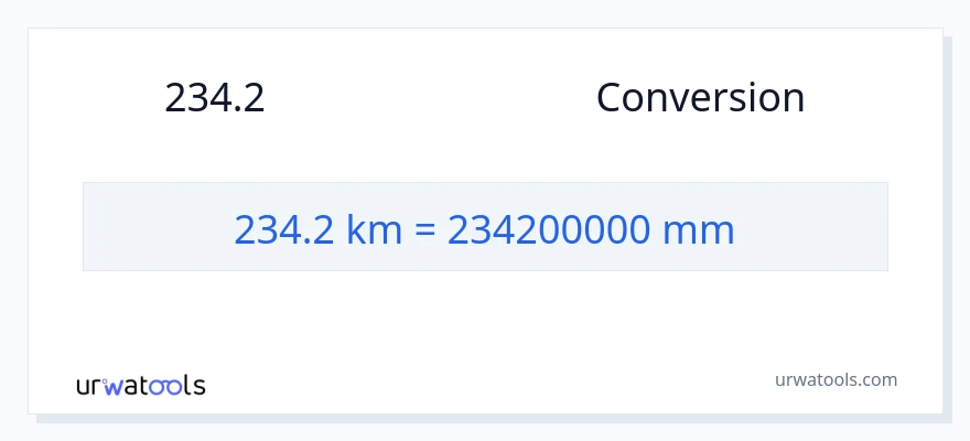 การแปลง 234.2 กิโลเมตร เป็น มิลลิเมตร