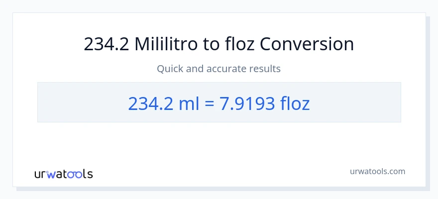234.2 mga mililitro patungong mga onsa ng likido na conversion