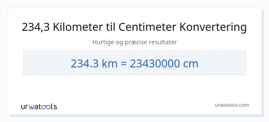 234.3 kilometer til Centimeter konvertering