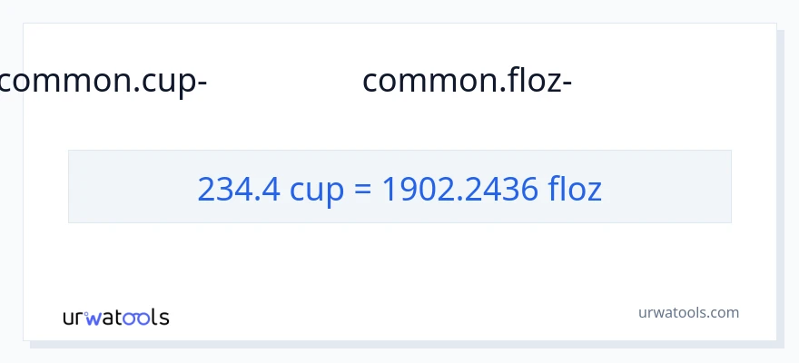 234.4 കപ്പുകൾ ൽ നിന്ന് ദ്രാവക ഔൺസ് ലേക്ക് പരിവർത്തനം