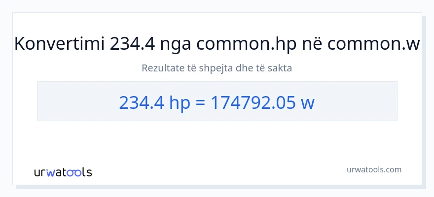 Konvertimi 234.4 kuajfuqi në vat