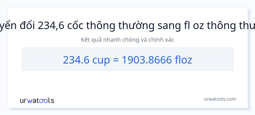 Chuyển đổi 234.6 cốc sang ounce chất lỏng