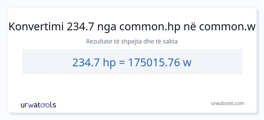 Konvertimi 234.7 kuajfuqi në vat