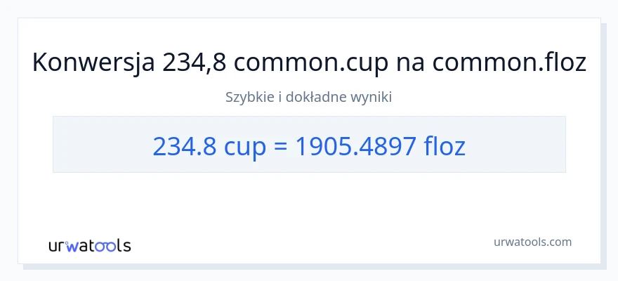 Konwersja 234.8 stan nietrzeźwy do uncje płynu