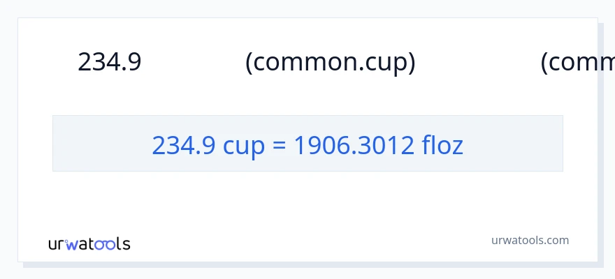 การแปลง 234.9 ถ้วย เป็น ออนซ์ของเหลว