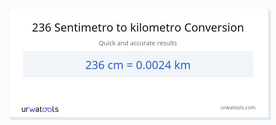 236 Mga Sentimetro patungong Kilometro na conversion