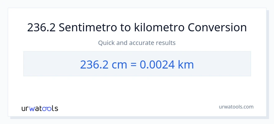 236.2 Mga Sentimetro patungong Kilometro na conversion