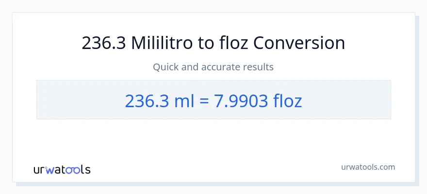 236.3 mga mililitro patungong mga onsa ng likido na conversion