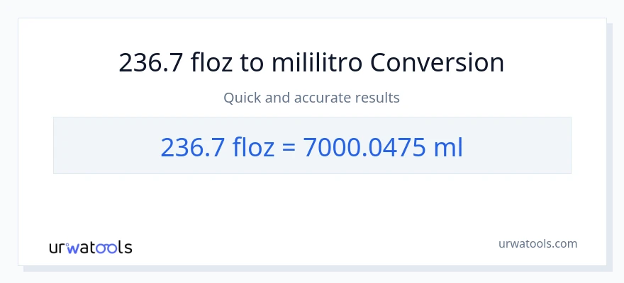 236.7 mga onsa ng likido patungong mga mililitro na conversion