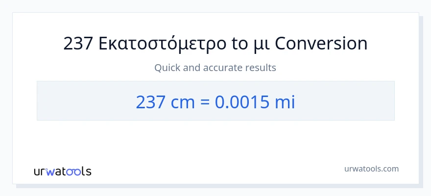 Μετατροπή 237 Εκατοστά σε μίλια