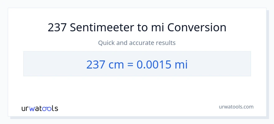 237 Sentimeetrid konversioon miilid-ks