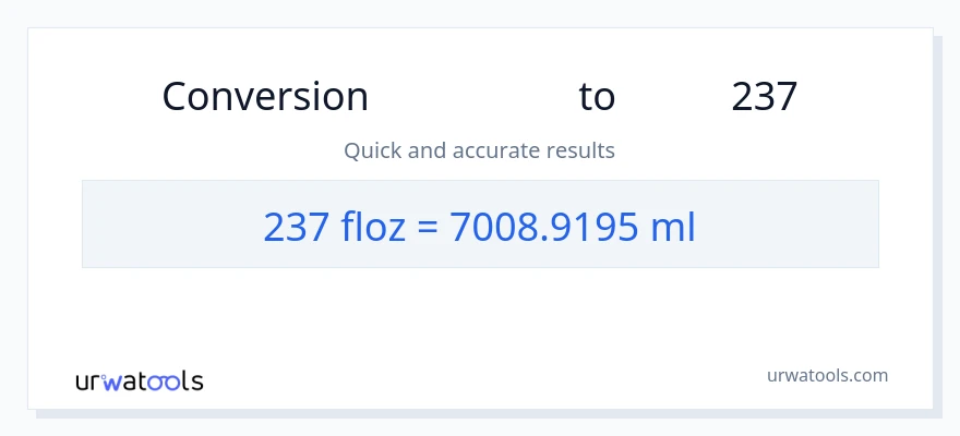 تبدیل 237 اونس مایع به میلی‌لیتر
