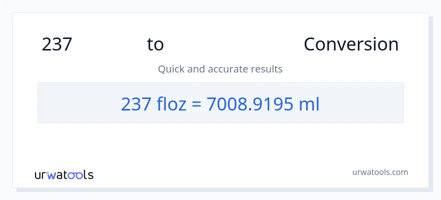 237 ദ്രാവക ഔൺസ് ൽ നിന്ന് മില്ലിലിറ്റർ ലേക്ക് പരിവർത്തനം
