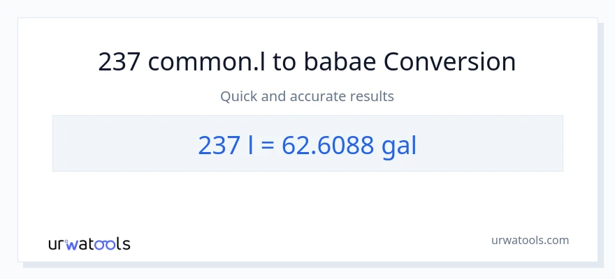 237 Liters patungong Mga galon na conversion