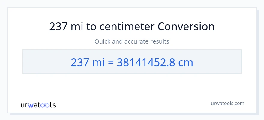 237 miles til Centimeter konvertering