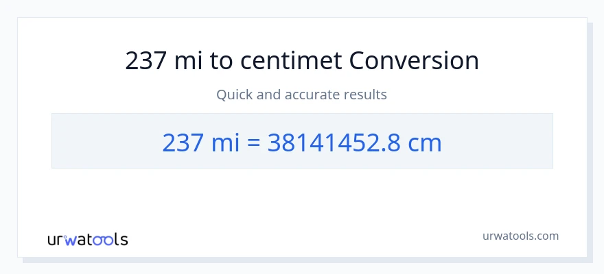 Chuyển đổi 237 dặm sang Centimet