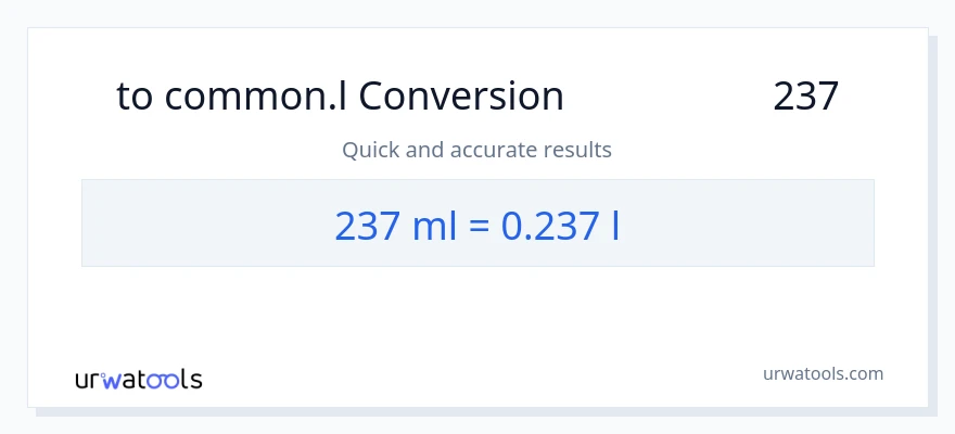 تبدیل 237 میلی‌لیتر به Liters