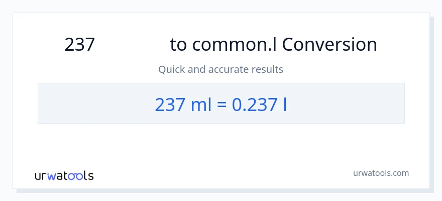 การแปลง 237 มิลลิลิตร เป็น Liters