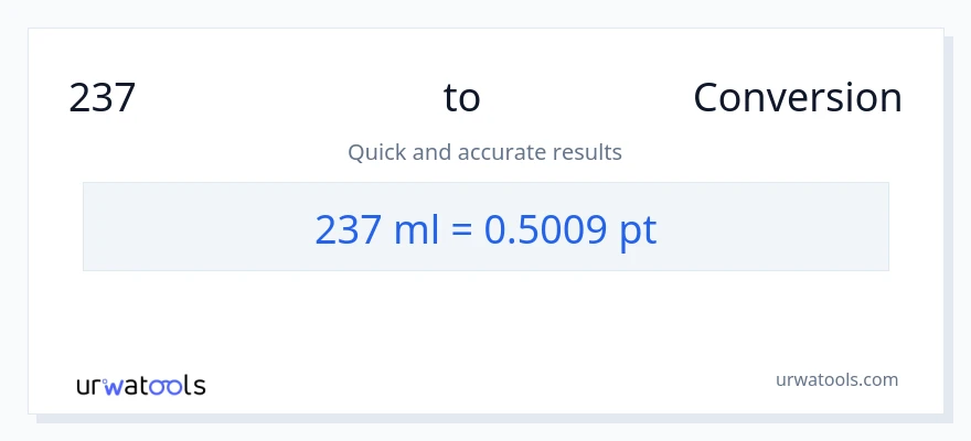 237 മില്ലിലിറ്റർ ൽ നിന്ന് Pints ലേക്ക് പരിവർത്തനം