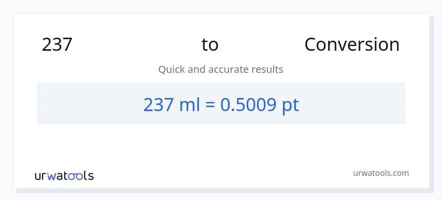 237 మిల్లీలీటర్లు నుండి Pints కు మార్పిడి