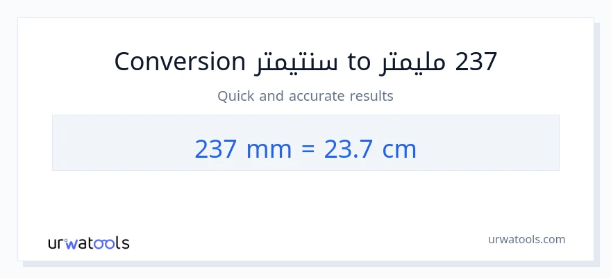 التحويل من 237 مليمترات إلى سنتيمترات