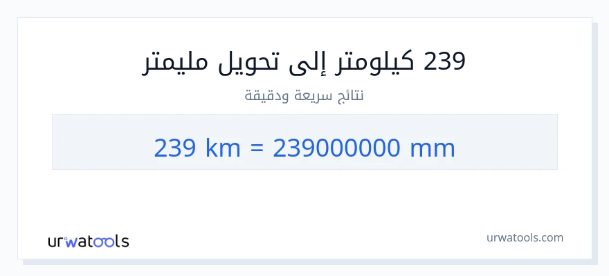التحويل من 239 كيلومترات إلى مليمترات