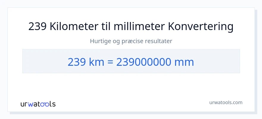 239 kilometer til millimeter konvertering
