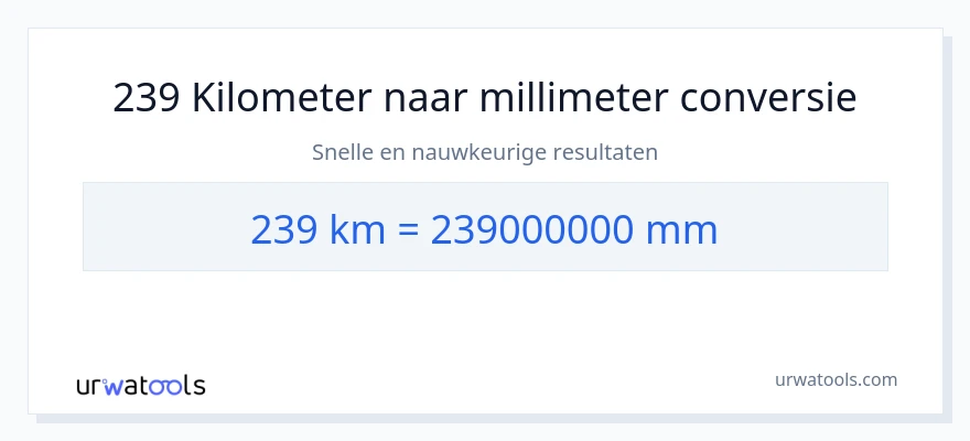 239 kilometers naar millimeters conversie