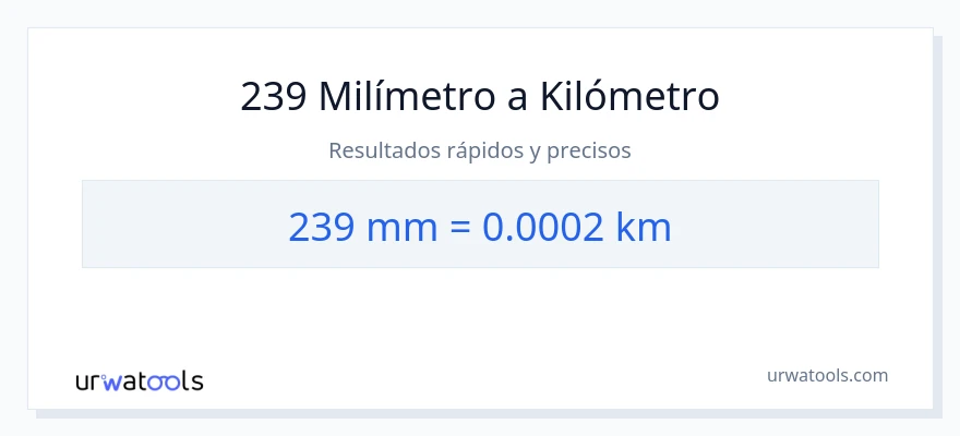 Conversión de 239 milímetros a kilómetros