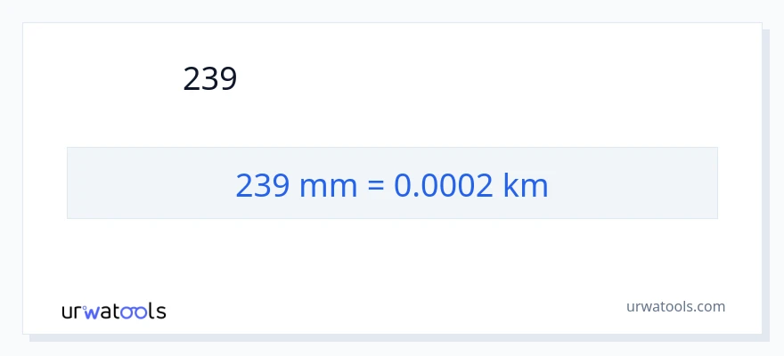 239 મિલીમીટર થી કિલોમીટર રૂપાંતર