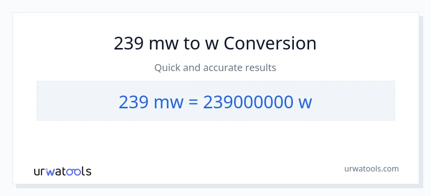 239 mga megawatt patungong watts na conversion