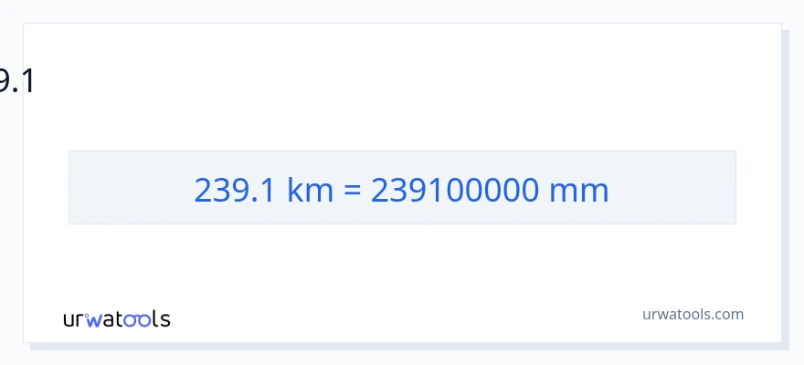 239.1 കിലോമീറ്റർ ൽ നിന്ന് മില്ലിമീറ്റർ ലേക്ക് പരിവർത്തനം